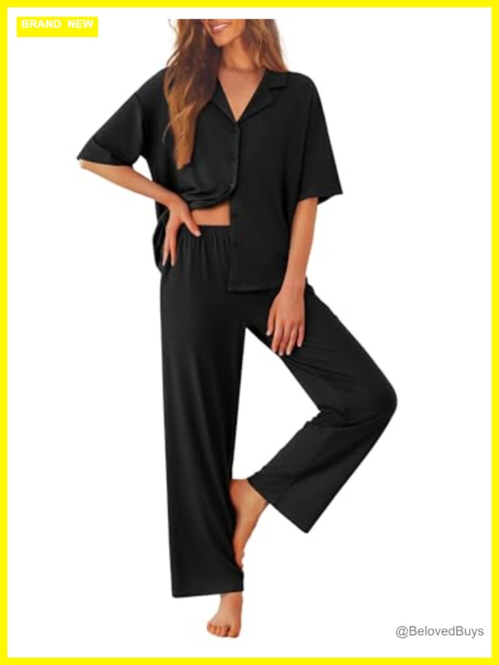 Ekouaer Women's Button Down Pajama Set Short Sleeve Sleepwear with Pockets